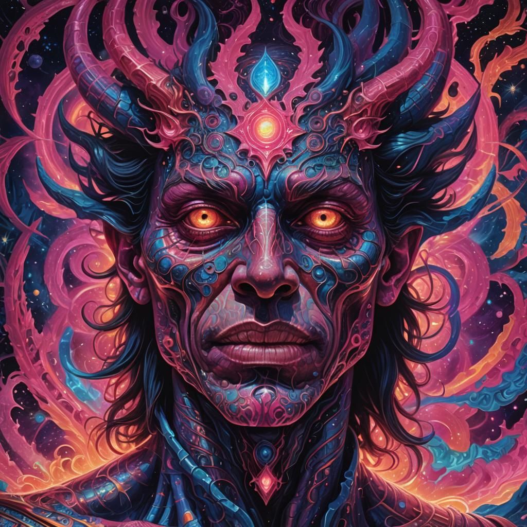 Demonic Figure in Cosmic Realm, Visionary Art