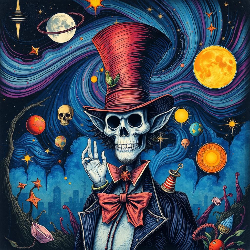 Surreal Mad Hatter in Wonderland, Digital Art