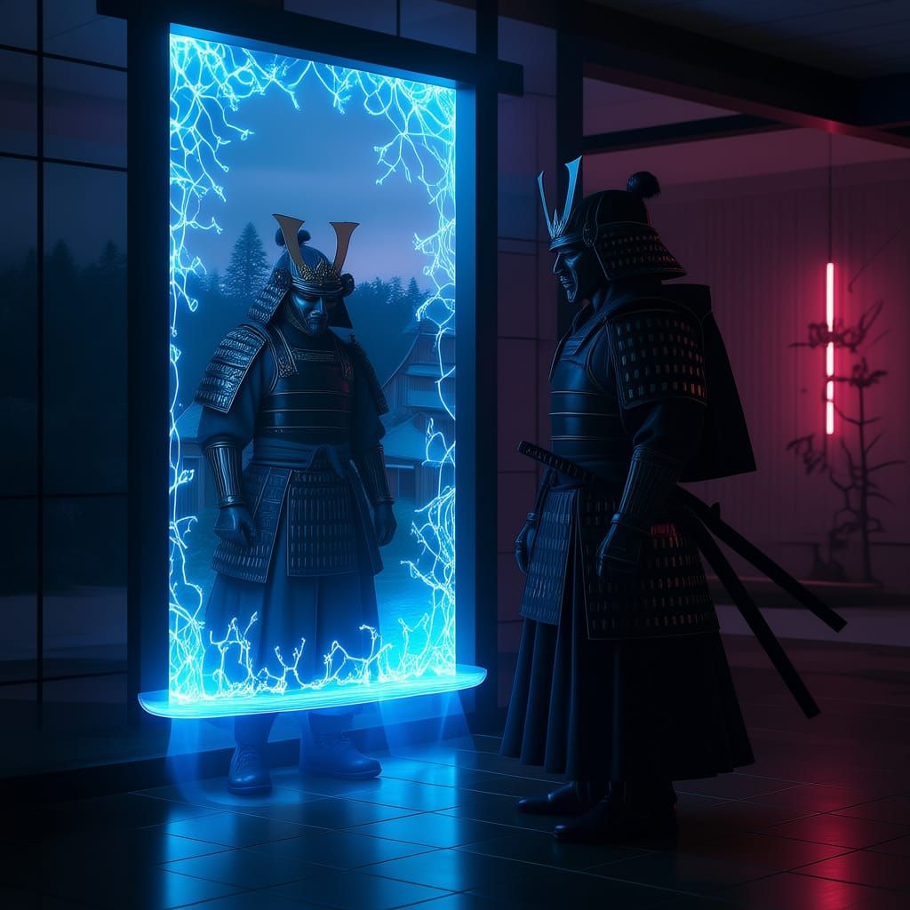 Samurai in Modern Home Glimpses Alternate Reality