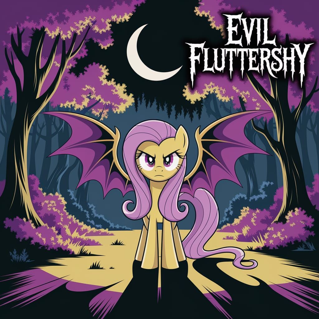 Twisted Fluttershy Unleashes Dark Magic Under Crescent Moonl...