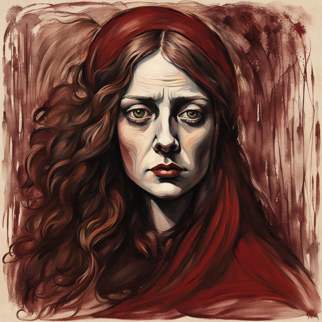 Melancholic Victorian Lady: Expressionist Portrait