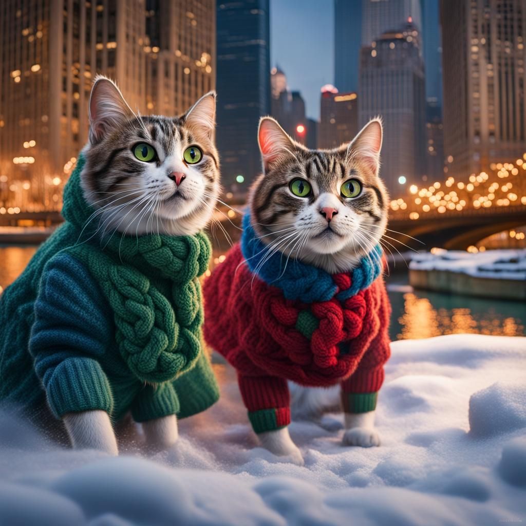 Cats Celebrate Christmas on the Chicago River