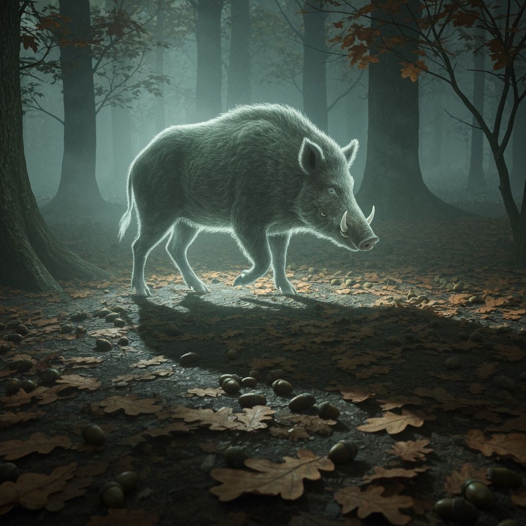 Spectral Boar in Eerie Autumn Forest