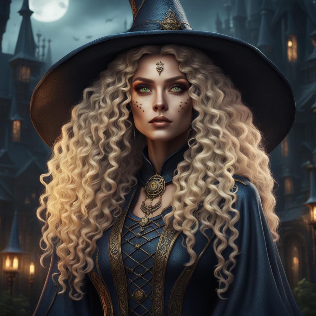 Beautiful Witch with Blond Hair: Fantasy Concept Art