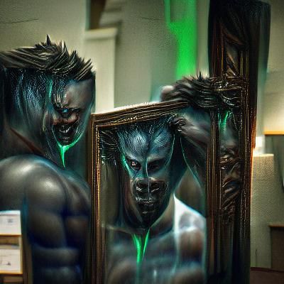Man Sees Demon Reflection in Mirror