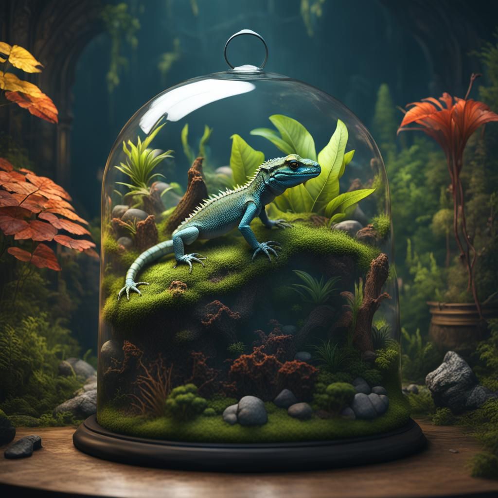 Lizard in Detailed Terrarium Concept Art