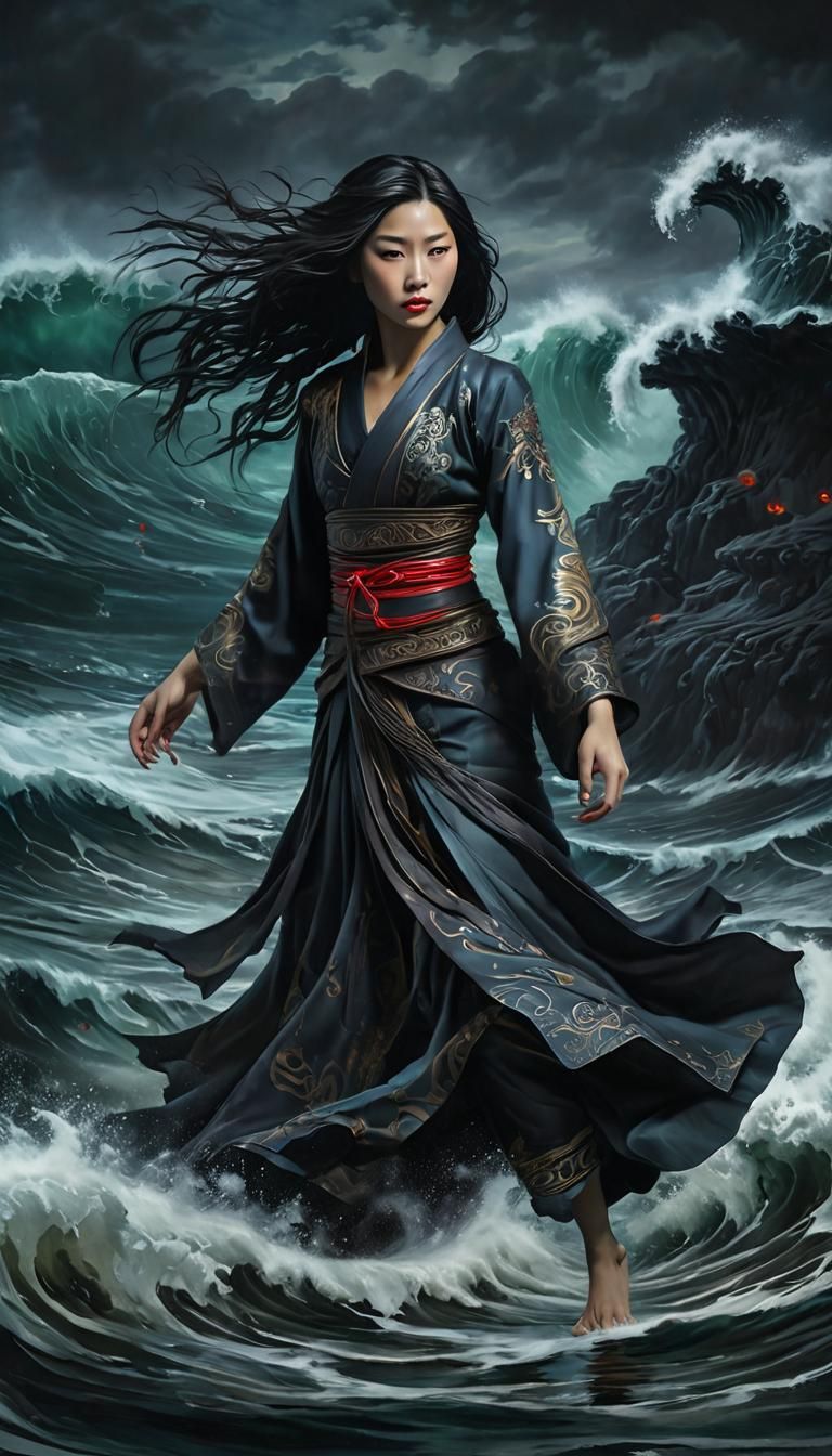 Dark Fantasy Oil Painting of Zombie Mulan by Masterful Artis...