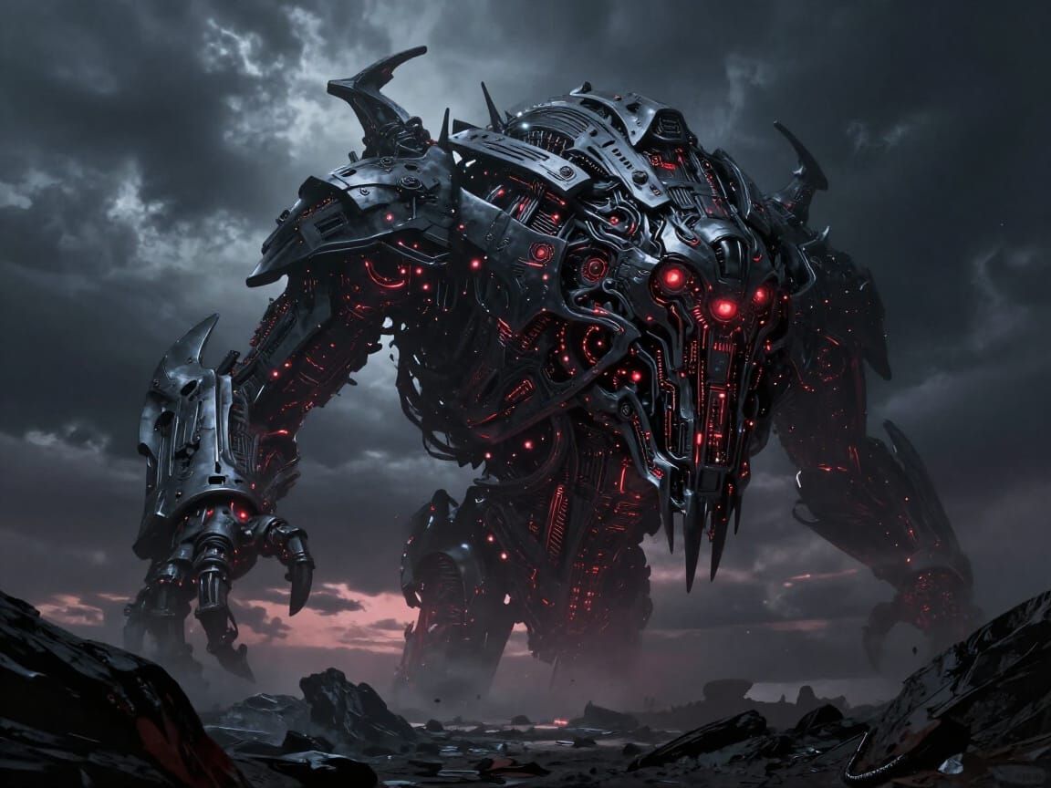 Colossal Doomsday Machine in Dark Fantasy Style