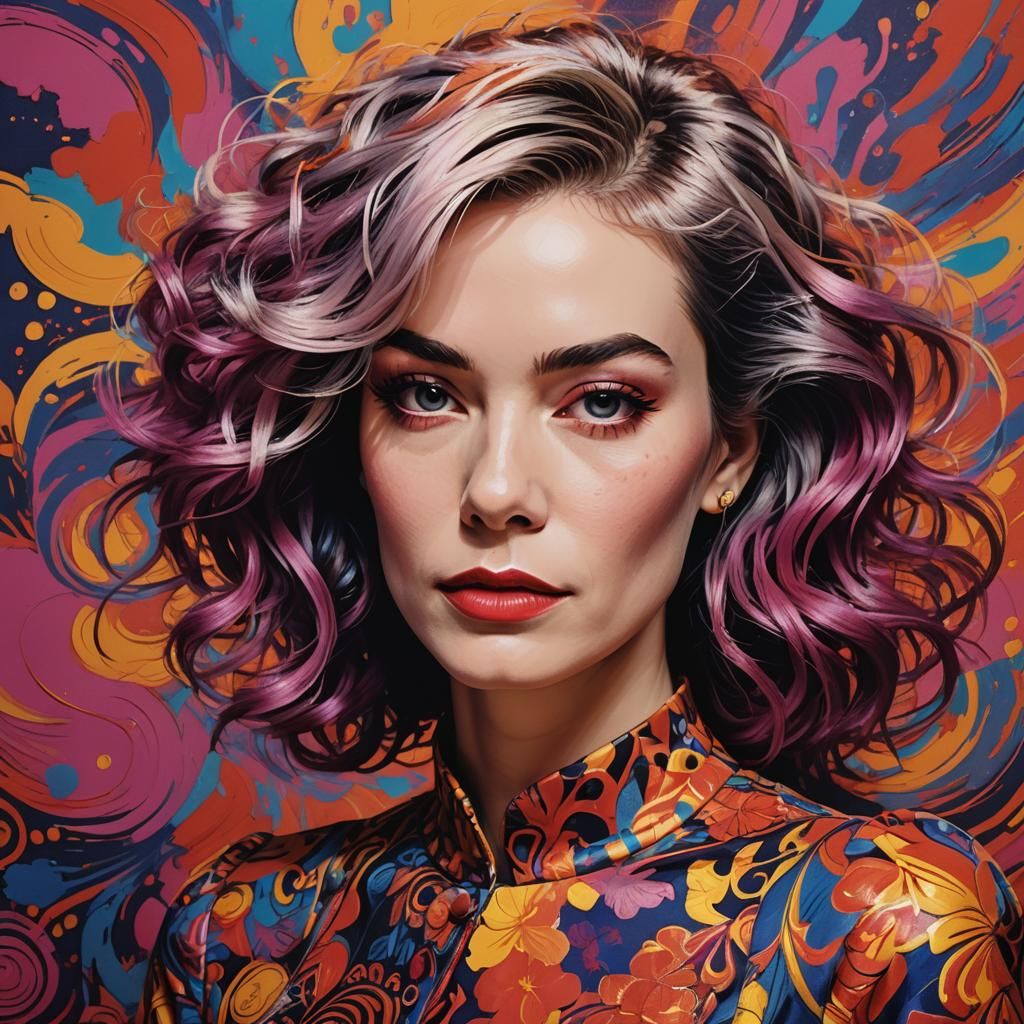 Pop Art Portrait of a Woman in Warhol Style