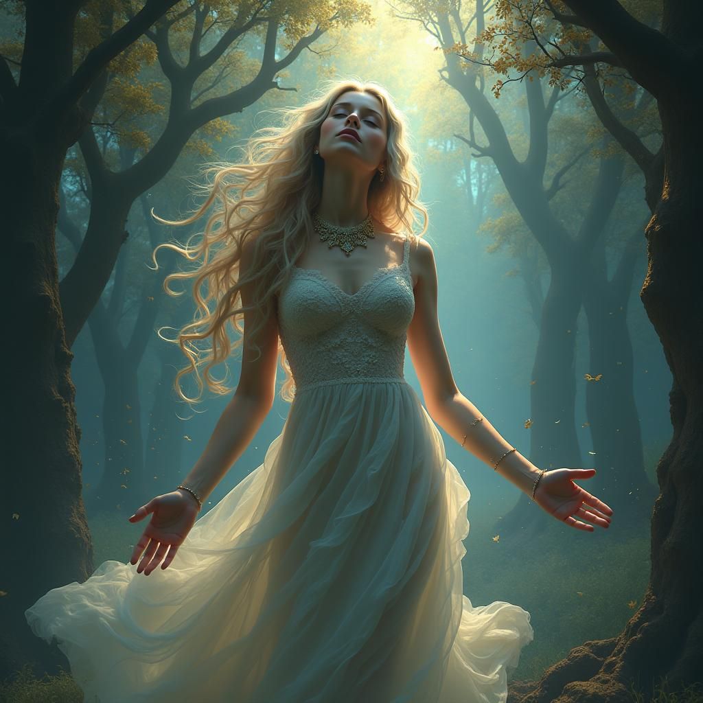 Mystical Woman Between Realms: Fantasy Concept Art