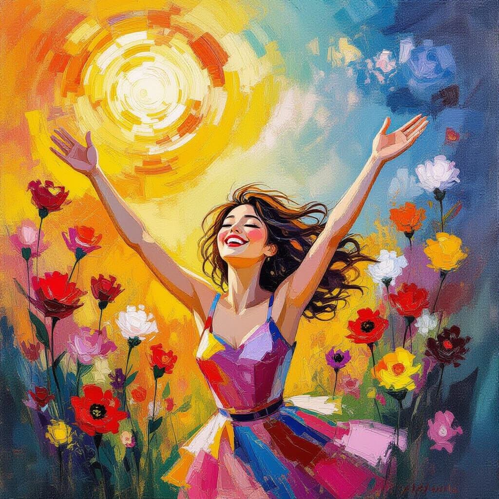 Vibrant Impressionistic Painting of Pure Joy