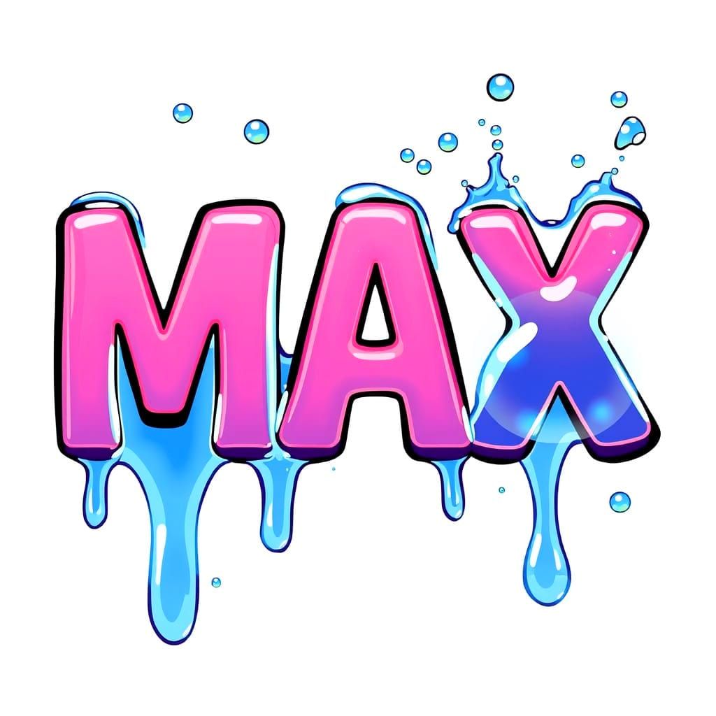 MAX: Sparkling Blue Bubble Water Letters
