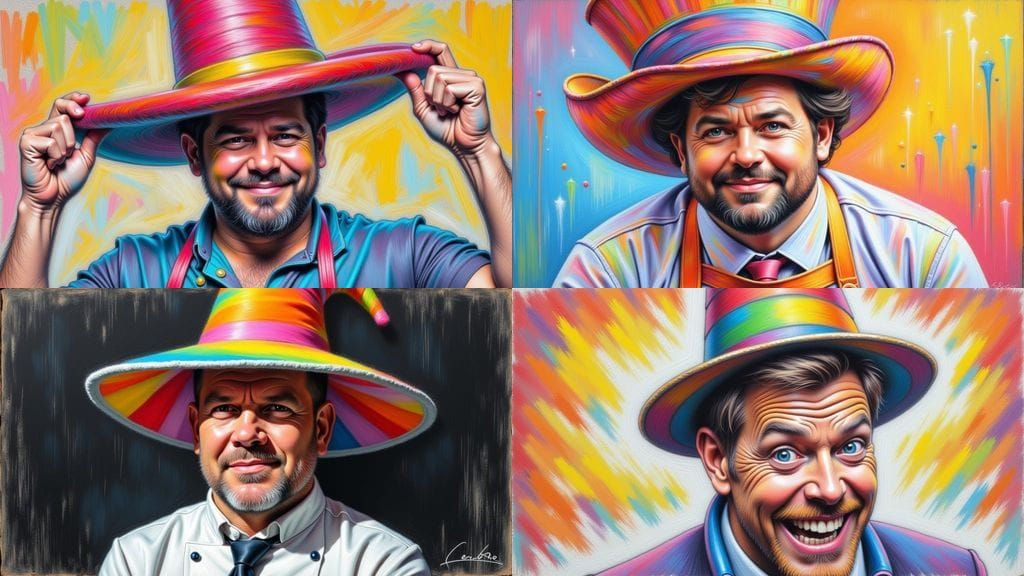 Gordon Ramsey Chalk Portrait with Silly Hat