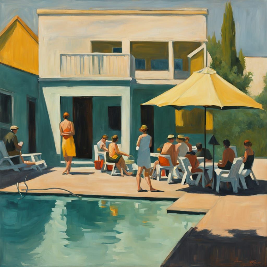 Sultry Summer Evening in Hopper's Style