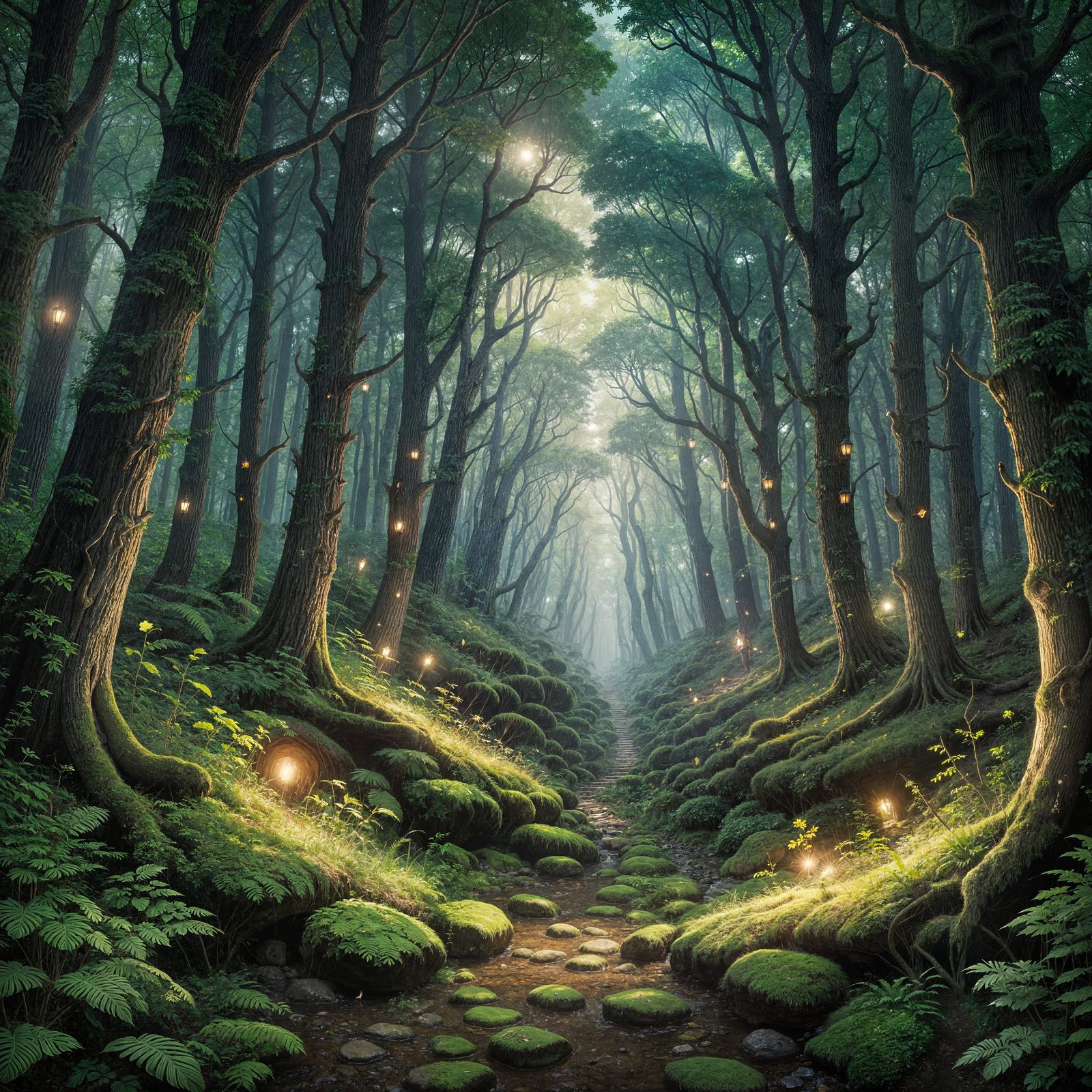 Enchanted Forest Sanctuary in Whimsical Art Style