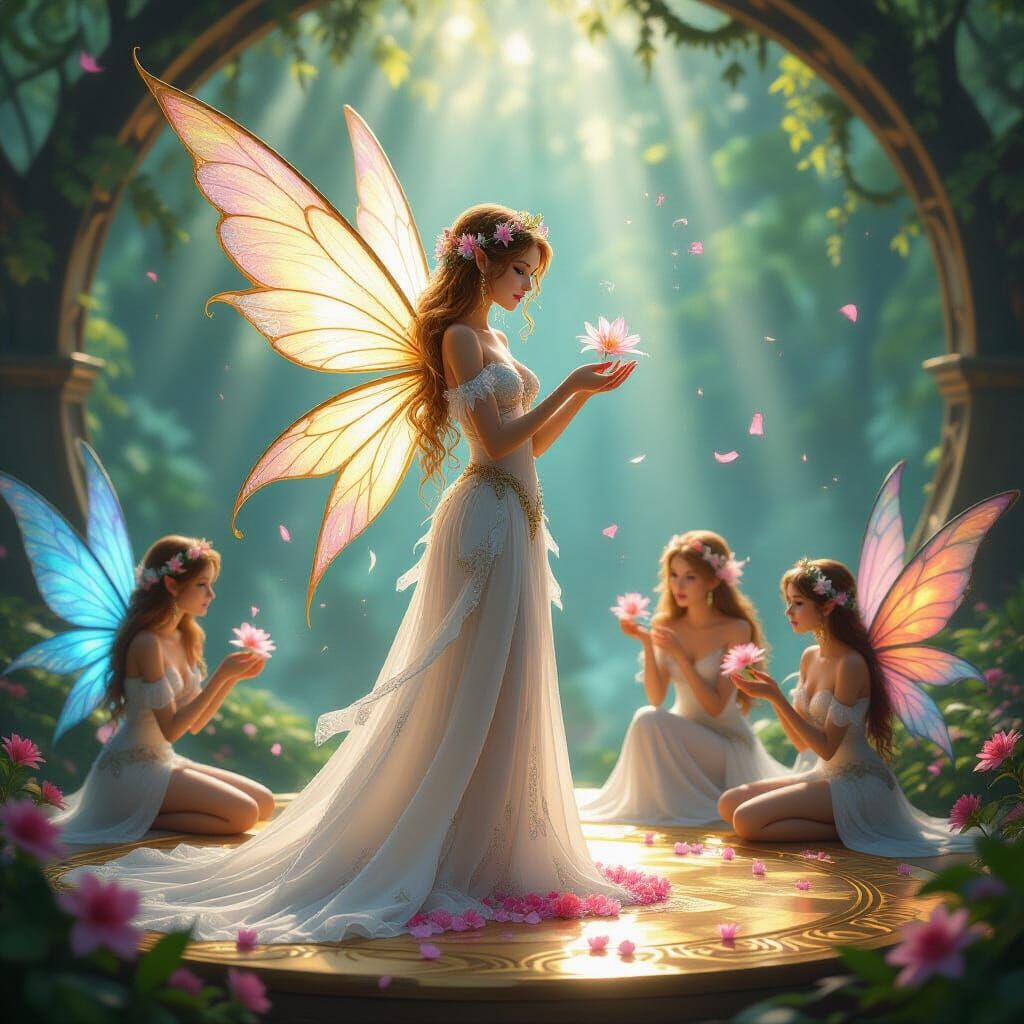 Majestic Fairy Creating Flowers for Elemental Queen