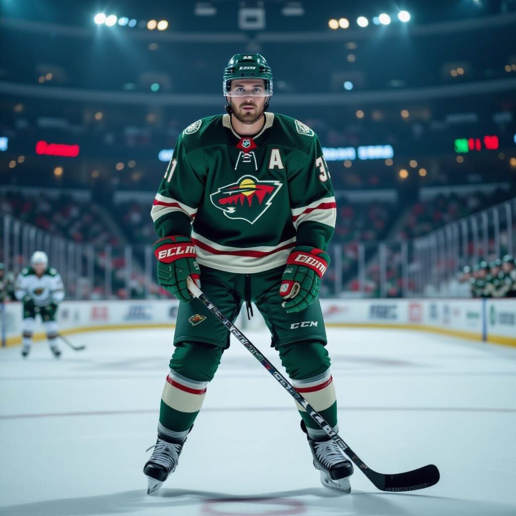 Quinn Hughes in Minnesota Wild Jersey, Cinematic Film Still