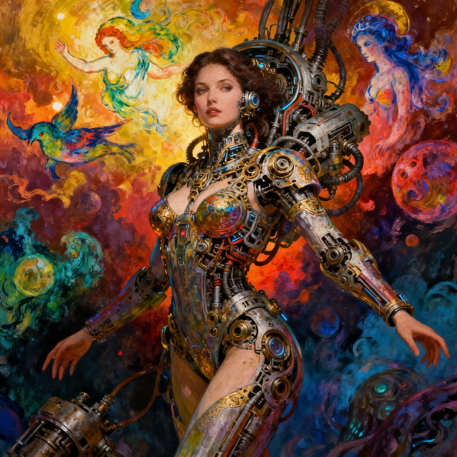 Sci-Fi Goddess of Beauty in Detailed Mechanical Armor