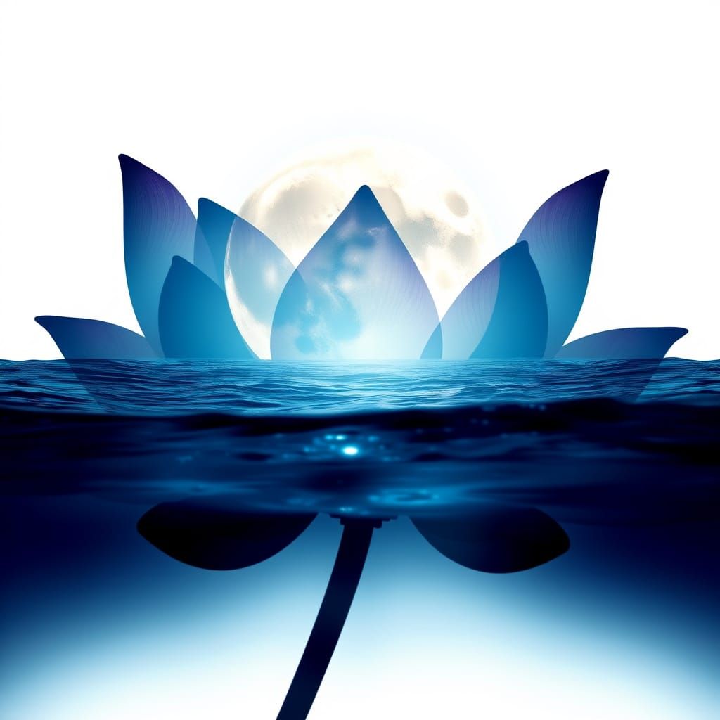 Serene Lunar Lotus in Hyperdetailed Bloom