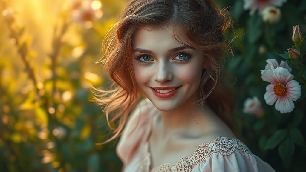 Ethereal Woman in Dreamy, Romantic Style