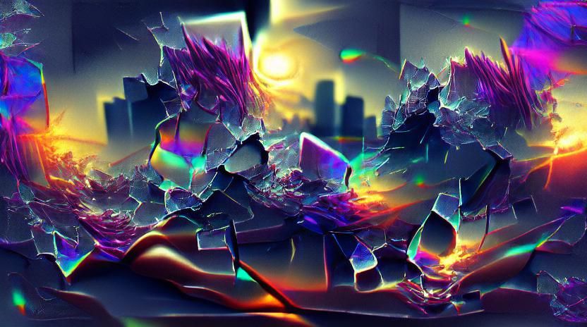 Synthwave Shattered Reality with Aurora and Neon