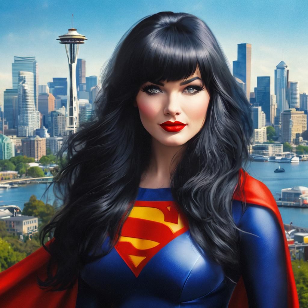 Superheroine in Seattle: Vibrant Professional Photograph
