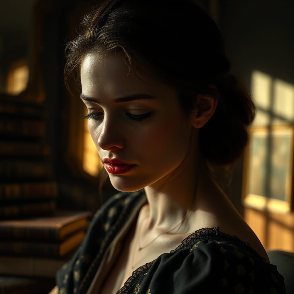 Contemplative Woman in Atmospheric Setting