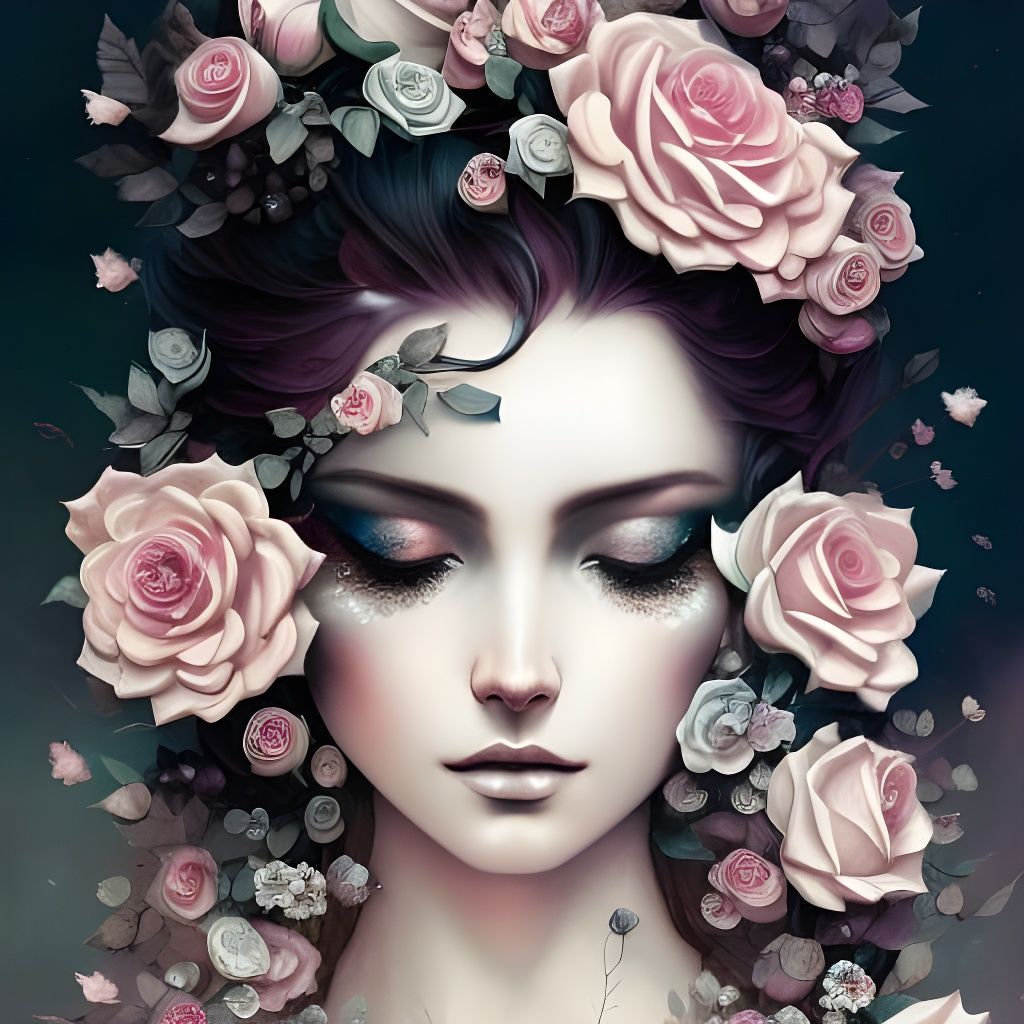 Rose Fairy in Neo-Victorian Double Exposure Collage