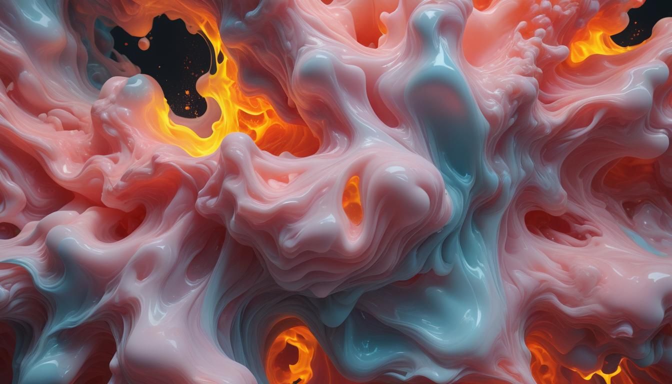 Abstract Flaming Aerogel Foam Sculpture in Impasto Style