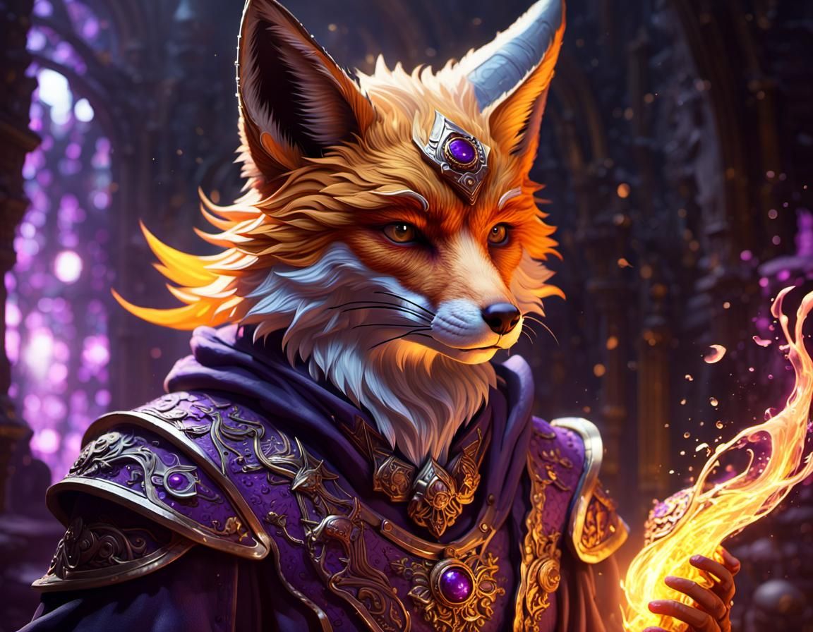 Fiery Fox Flare: A Dark Fantasy Concept Art