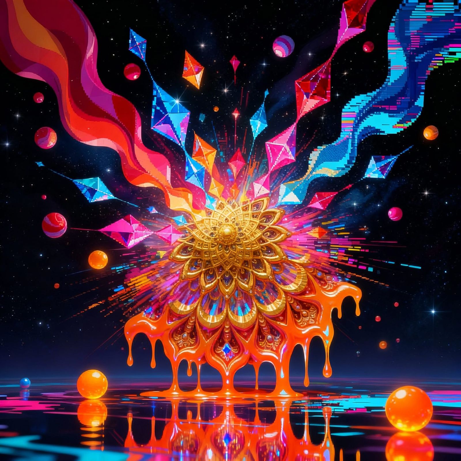 Vibrant Abstract Spiritual Awakening in Cosmic Expanse