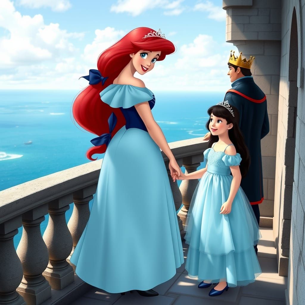 Ariel on Castle Balcony with Prince Eric