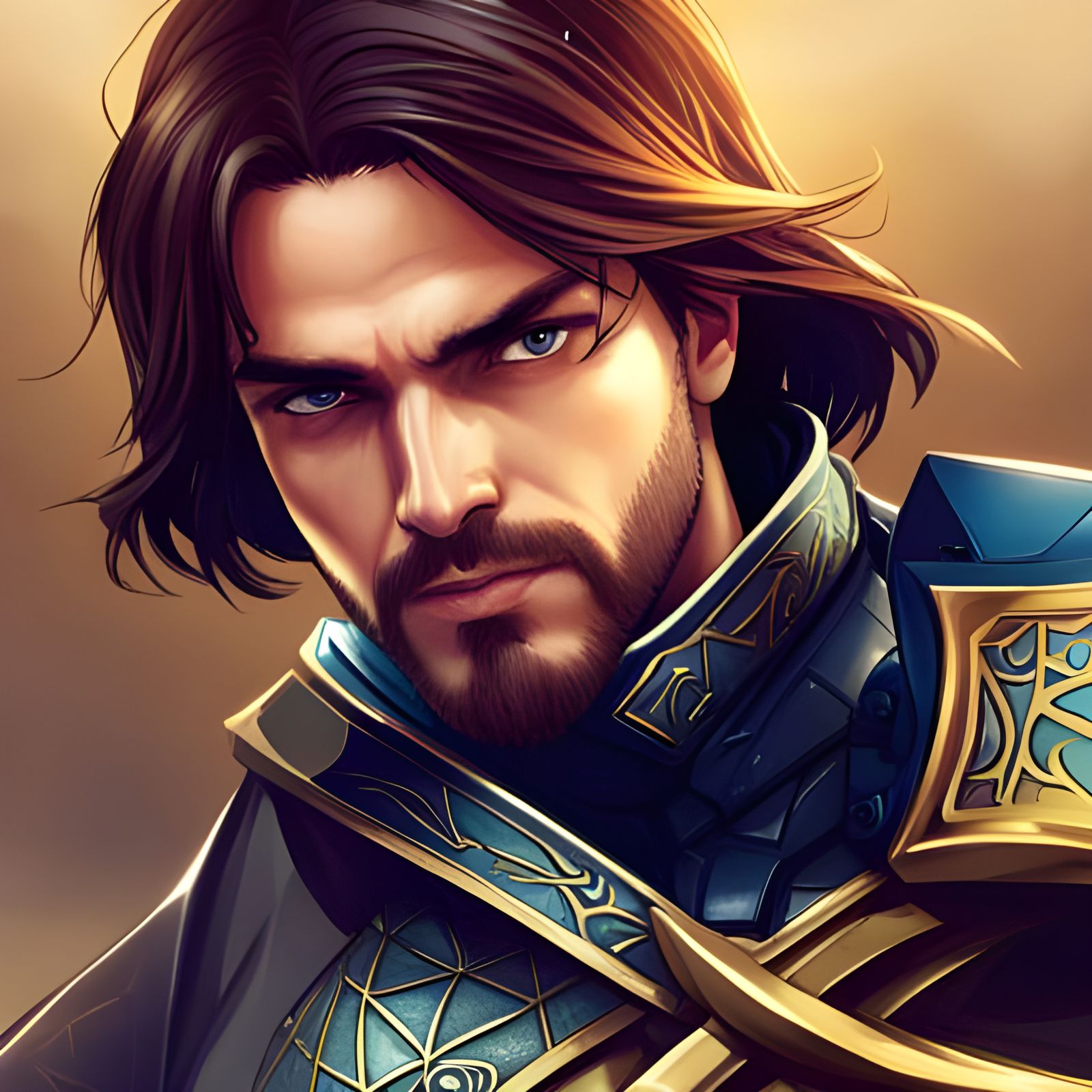 Detailed Byzantine Knights Portrait in Art Nouveau Style