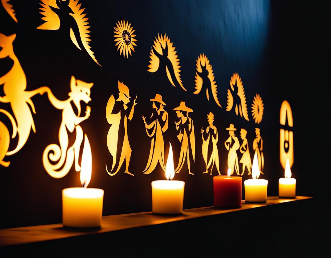 Maximalist Shadow Puppets Projected in Candlelight
