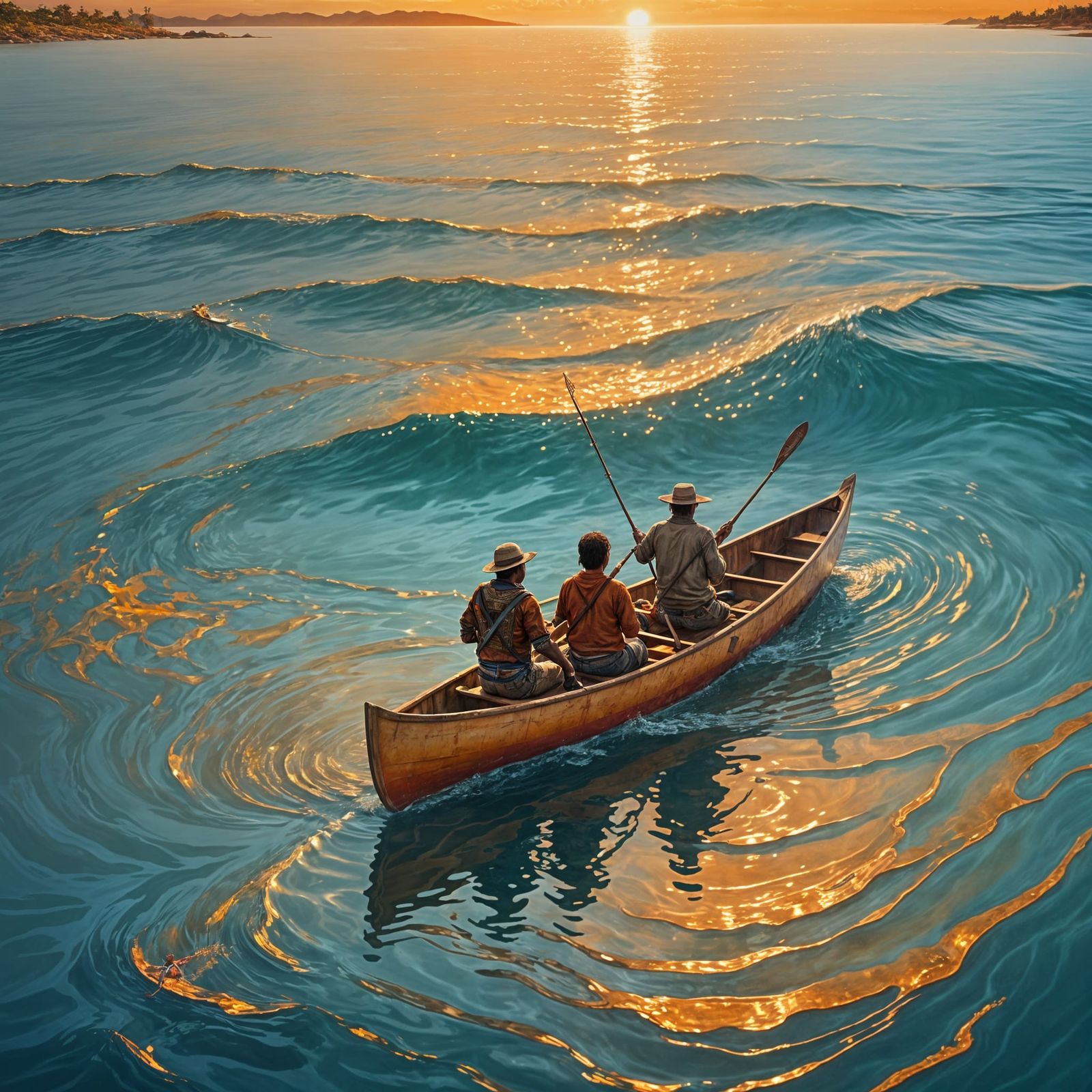 Aboriginal Fishermen at Sunset: Matte Painting