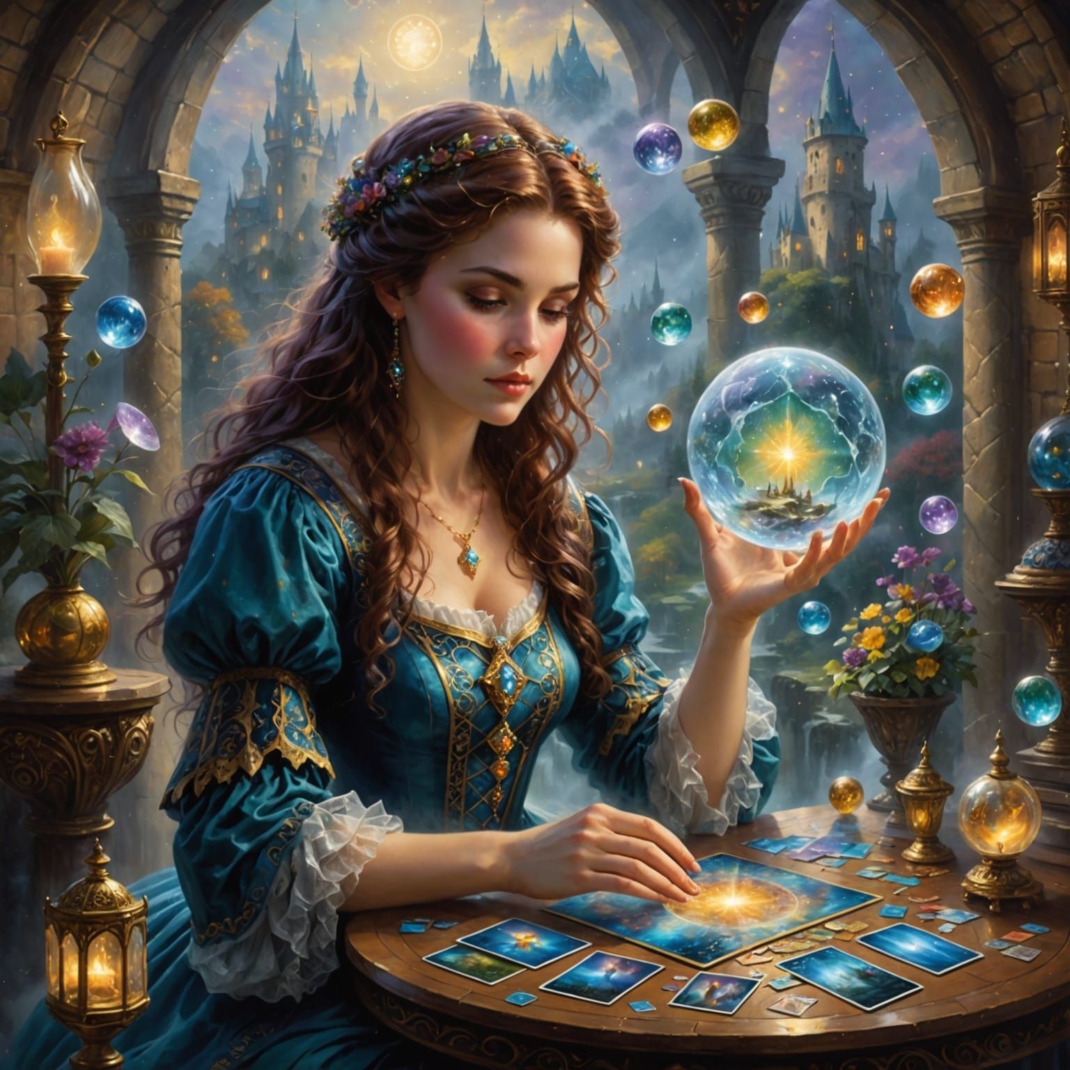 Ethereal Tarot Reader in a Mystical, Esoteric Environment