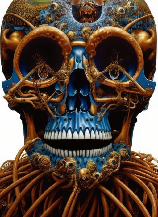 Interconnected Skull in Surrealist Style