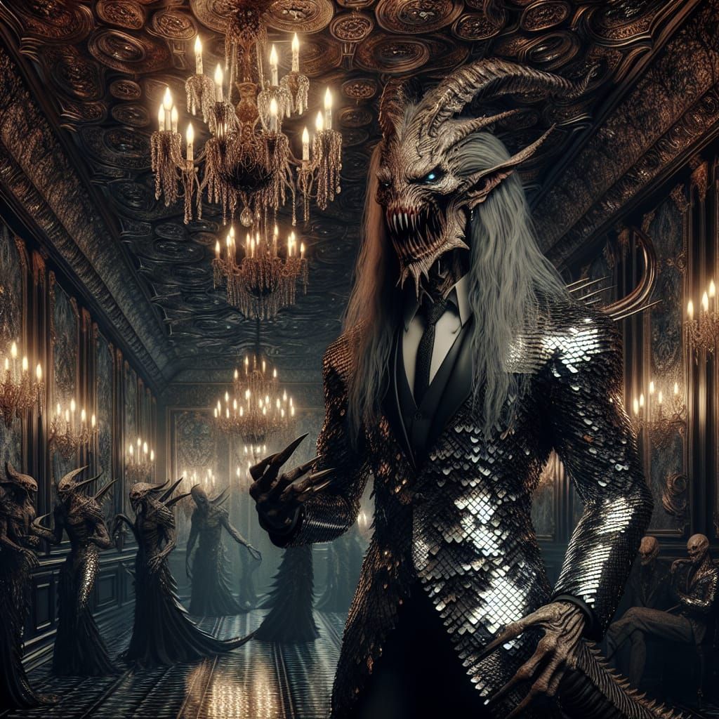 Disturbing Elegance: Demon's Macabre Party in Dark Fantasy