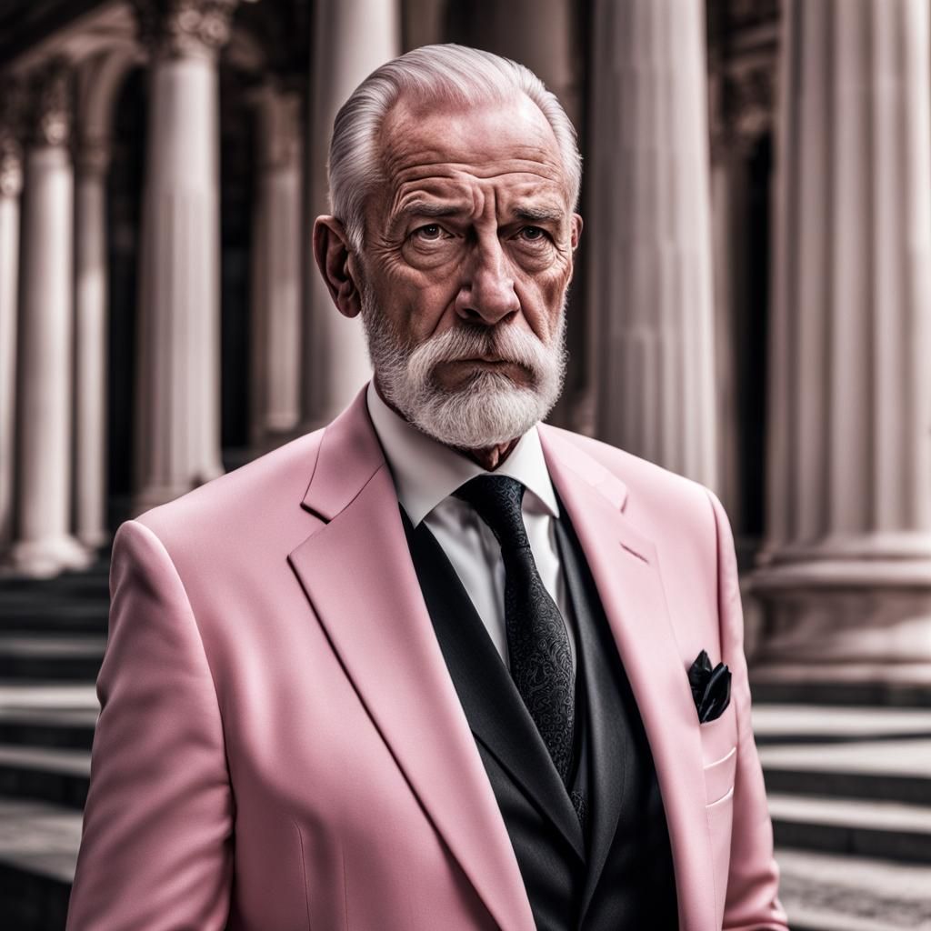 Punk Haired Man in a Pink Suit, Hyperrealistic