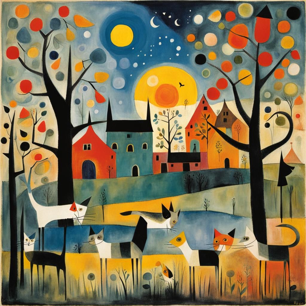 Abstract Cats Inspired by Wachtmeister and Klee