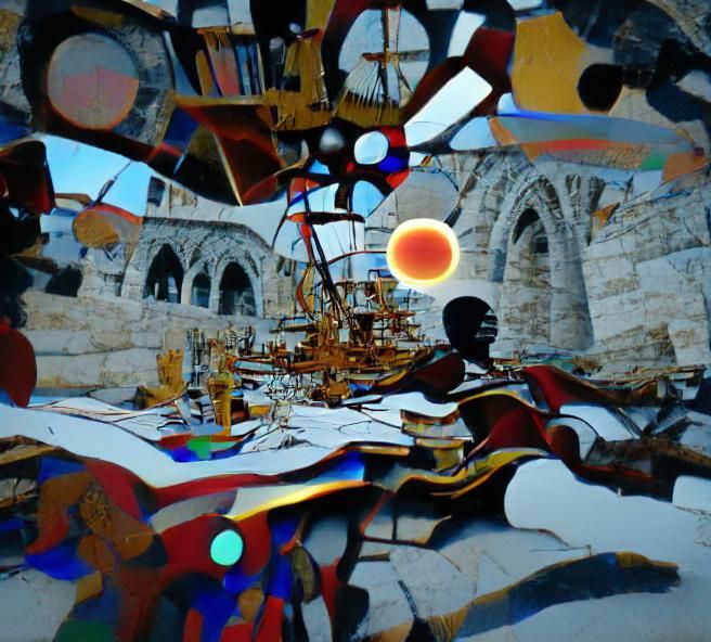 Surreal Stage Scene with Sun Ra Arkestra, in Afrofuturist St...