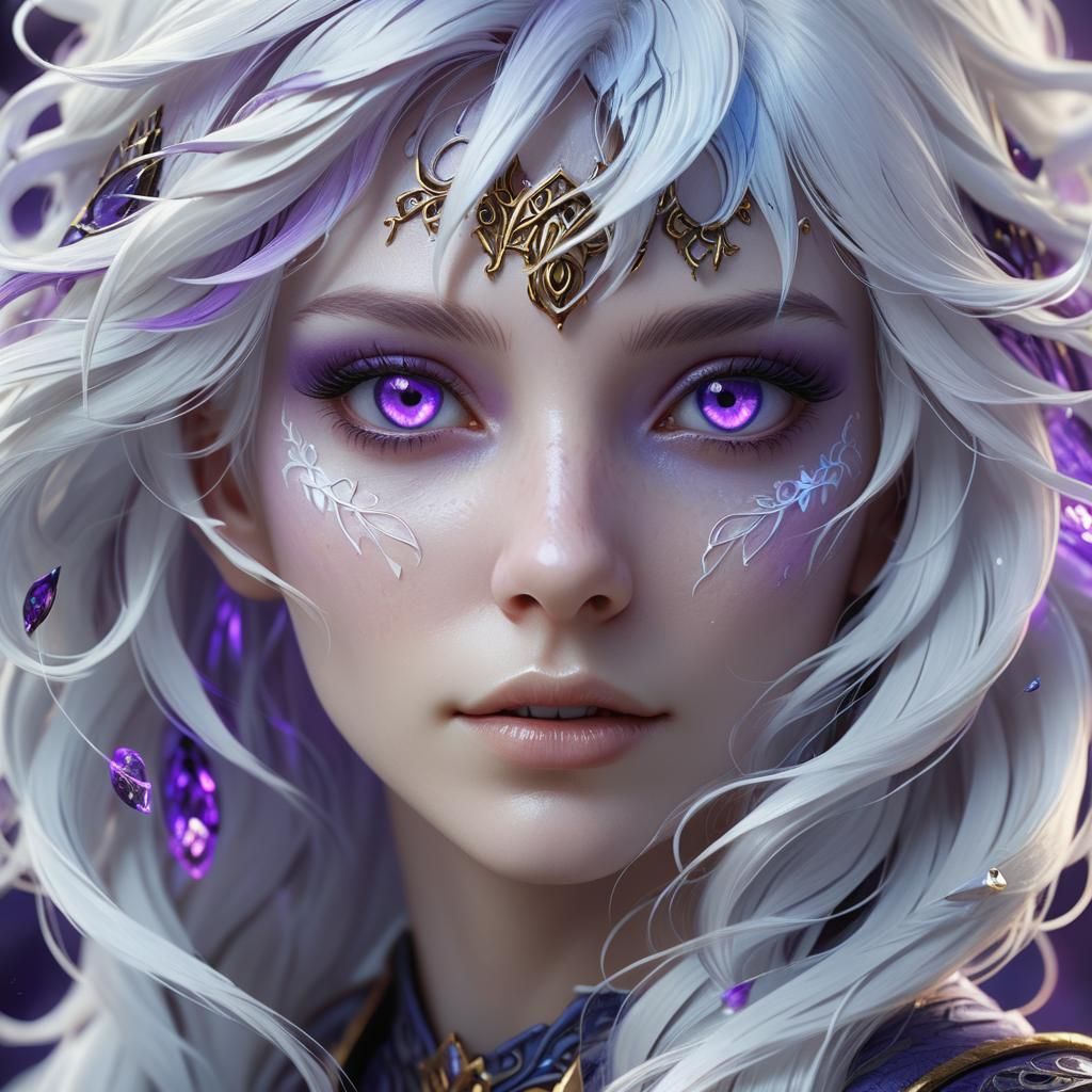 Ethereal Girl Portrait with White Hair in Fantasy Art