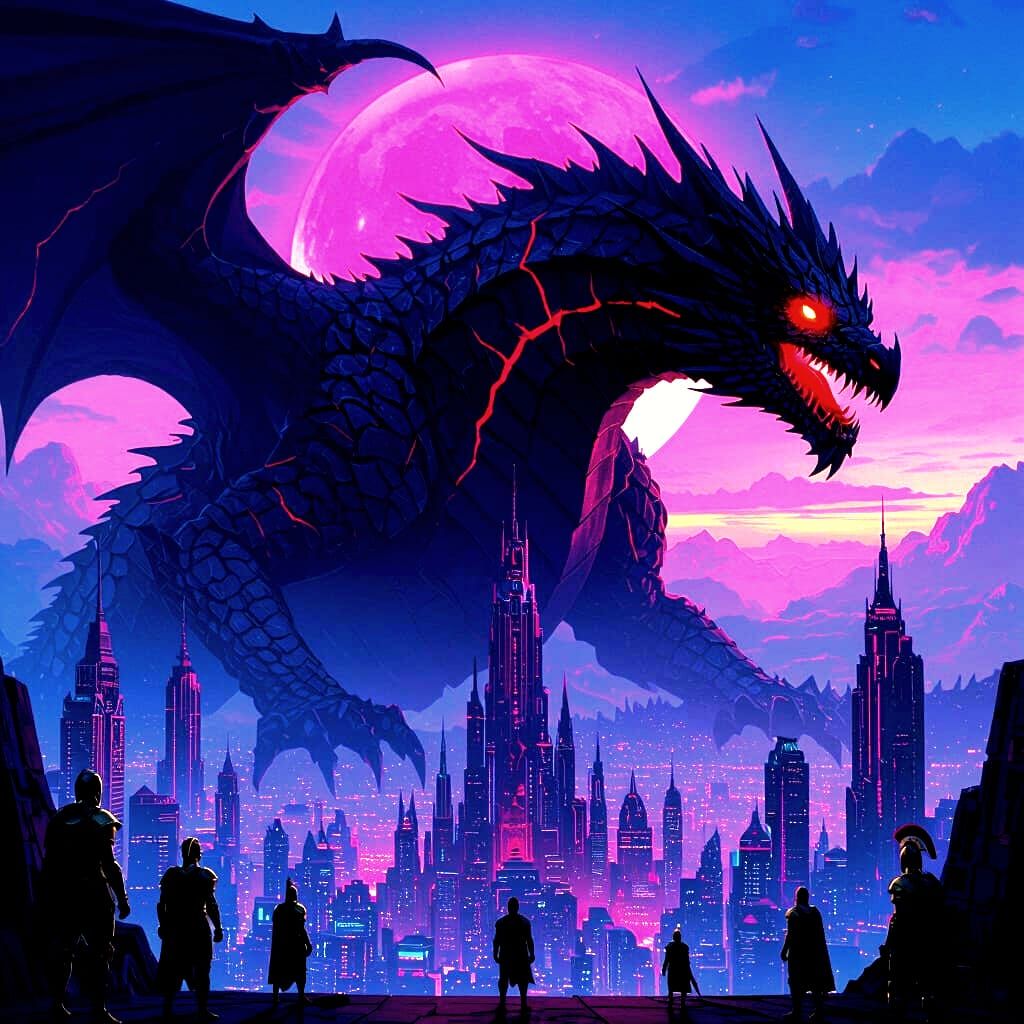 High-Tech City Under Threat From Giant Dragon