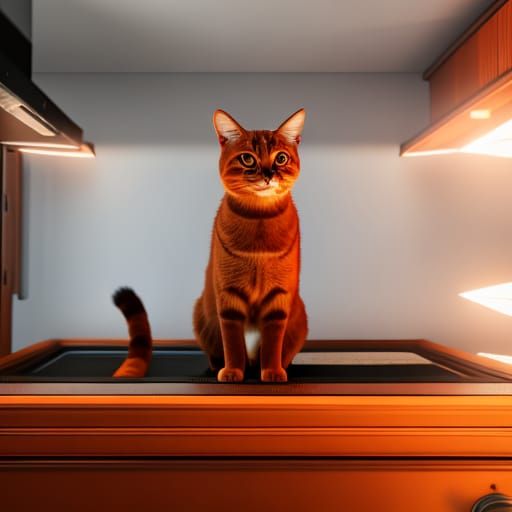 Orange Cat Stares at Burning Socks: 3D Game Art