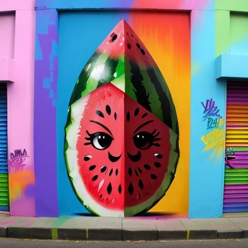 Watermelon Graffiti Street Art Mural