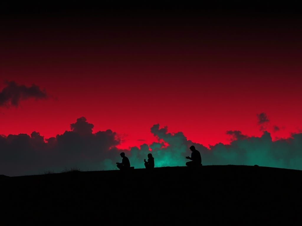 Prayers against 
 the red night sky Lost design coherent lif...