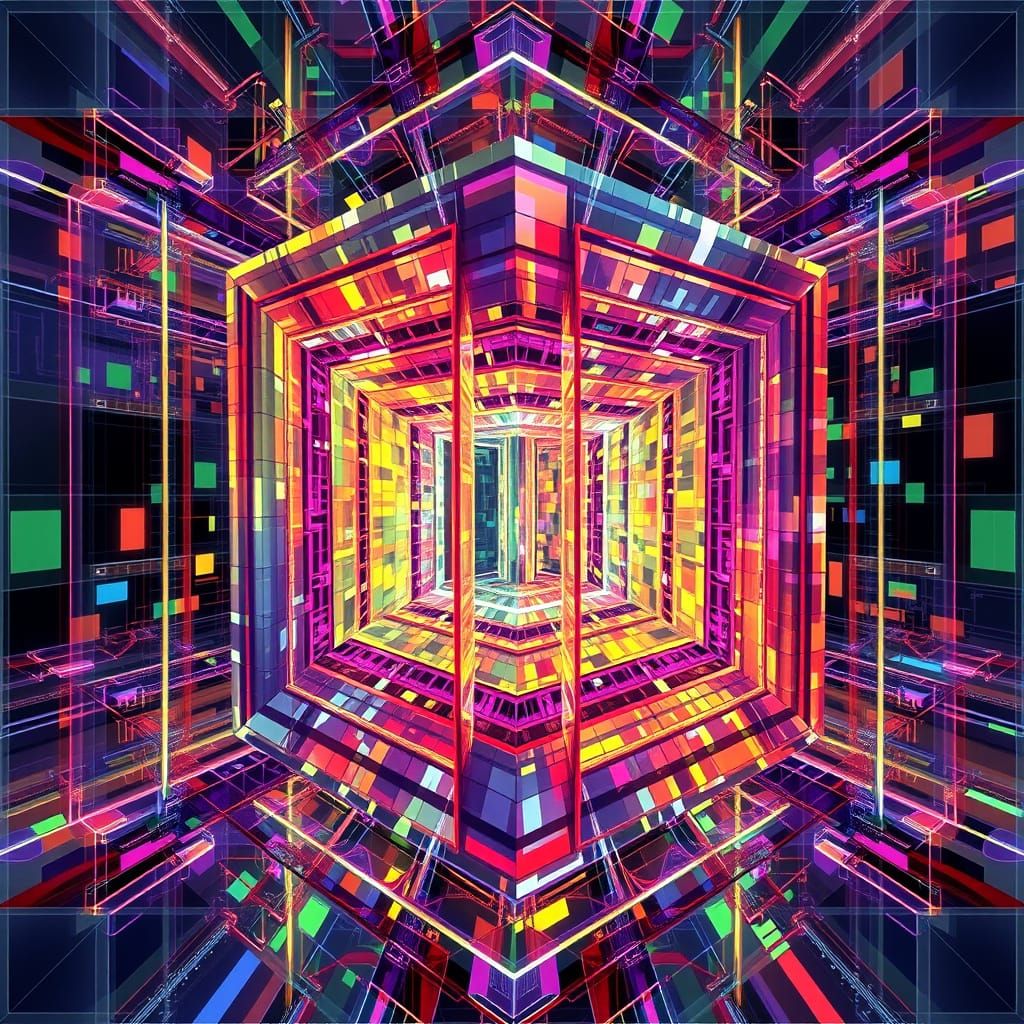 Surreal Geometric Mosaic in Vibrant Colors