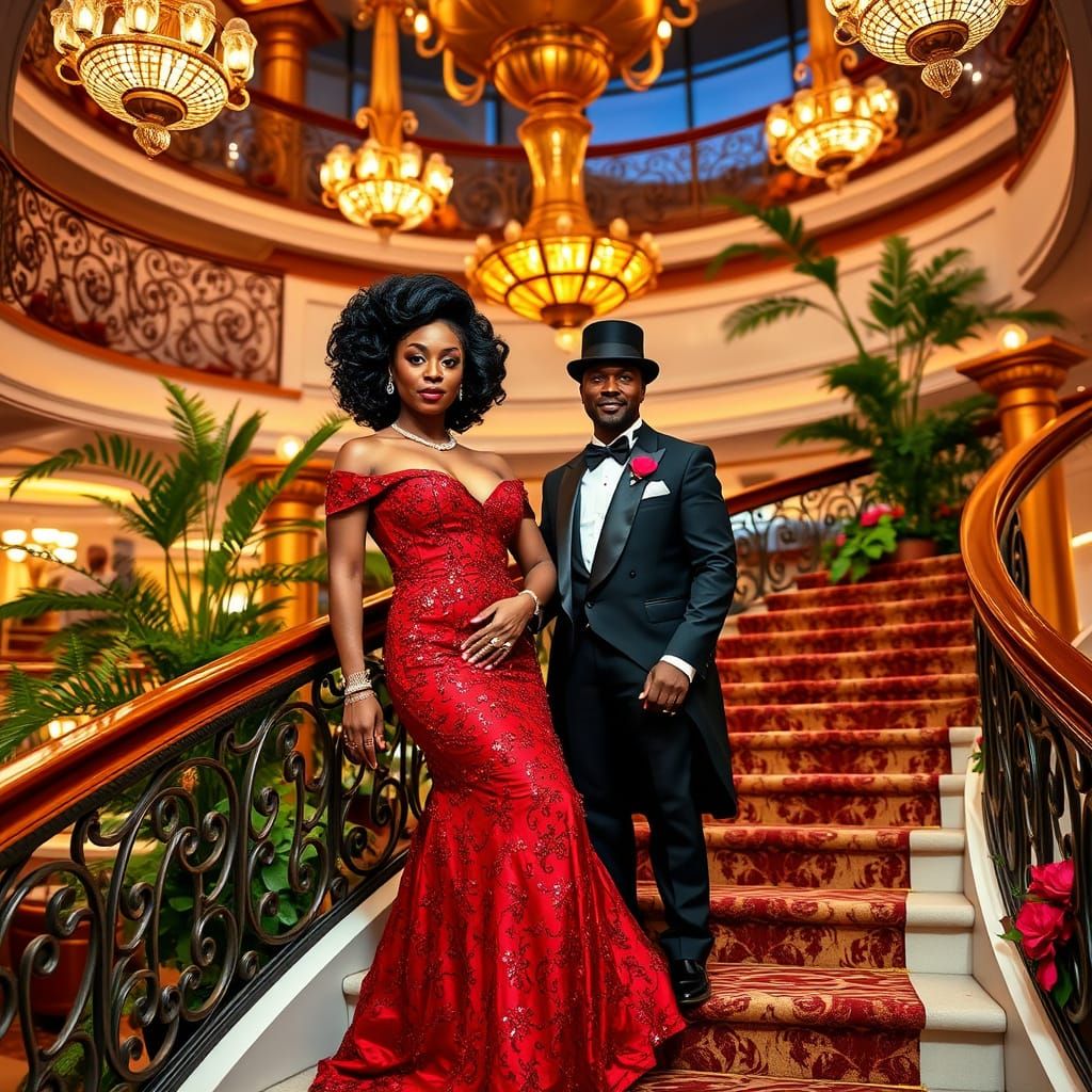 African American Couple Dazzle in Luxury at Captain's Ball N...