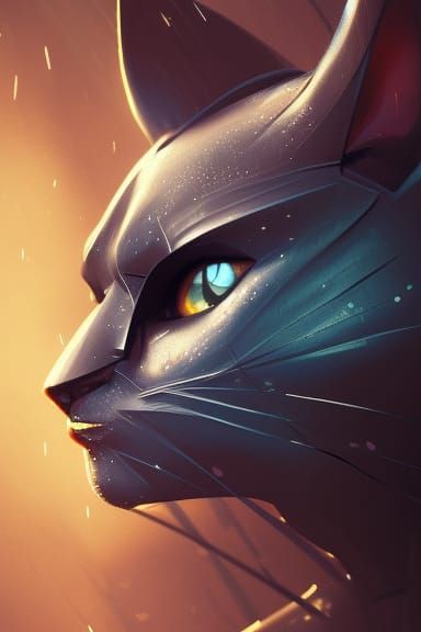 Batman Cat Portrait in Hyperdetailed Style