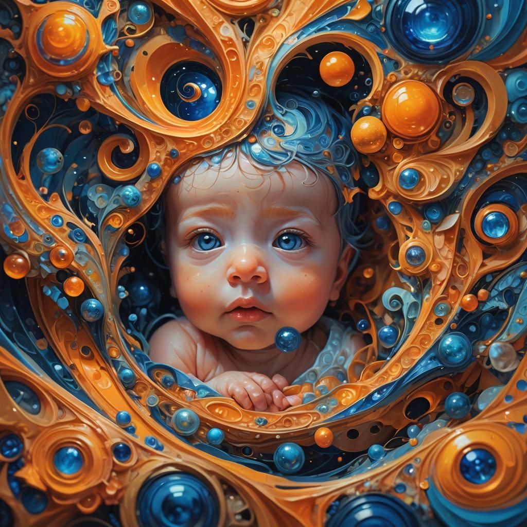 Newborn Eyes Gaze at Dreamlike World
